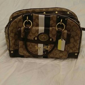 Coach Heritage Stripe Large Domed Satchel